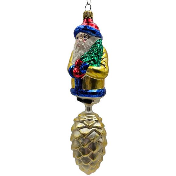 Christopher Radko Pine Cone Santa Bavarian Drop Christmas Tree Ornament 93-142-0 - Picture 6 of 11
